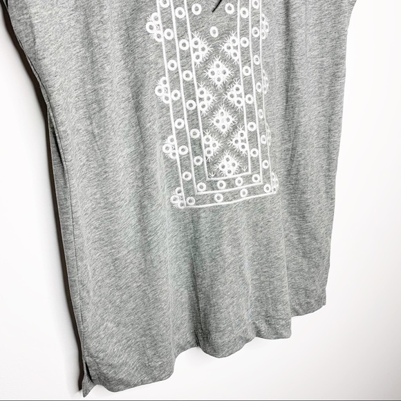 J. Crew Embroidered Grey Dolman Short Sleeve Tee - Picture 4 of 8